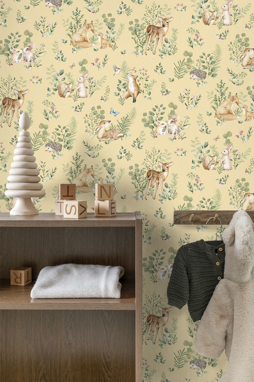 Sanders & Sanders behang bosdieren geel en groen -  - 641104