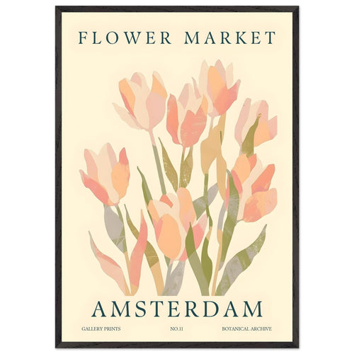 Artfulprints Poster met Lijst Flower market - Amsterdam III   - 70x100 cm - Roze