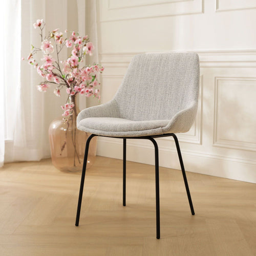 Nolon Nora-Isa Eetkamerstoel Beige Gemêleerd - Stof - Zwart Onderstel - vtwonen shop