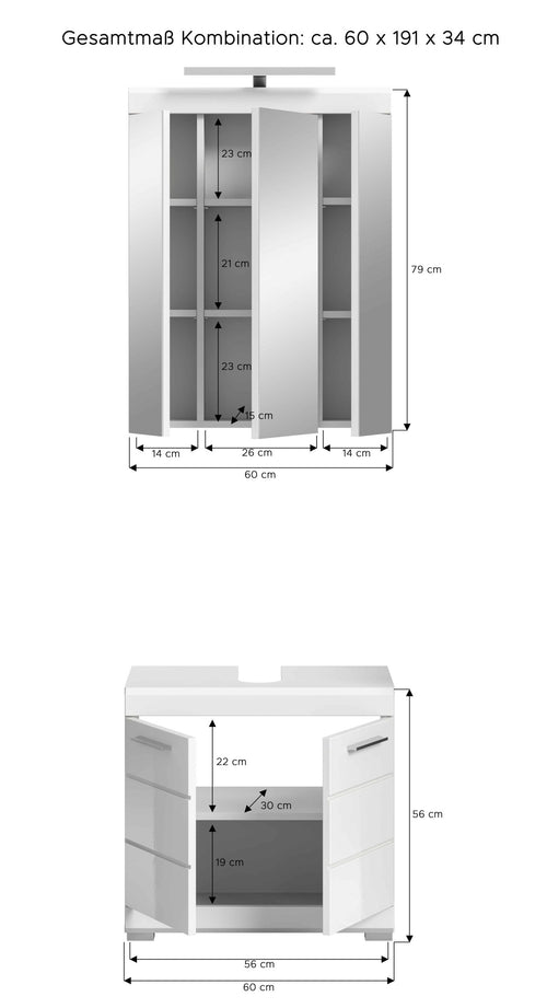 Furnilux Badkamercombinatie - 60cm x 191cm x 34cm - vtwonen shop
