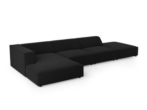 Cosmopolitan Design linker hoekbank Arendal 5-zits, flueel, zwart - 166x341x70cm