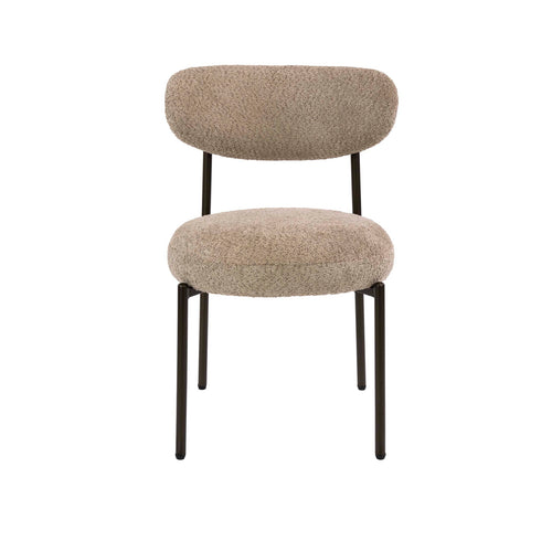 Giga Living Eetkamerstoel Round - Zand/Bruin Bouclé - Set van 2