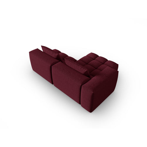 Cosmopolitan Design - Modulaire hoekbank links Verona 3-zits, structurele stof bordeaux - 145x205x70cm