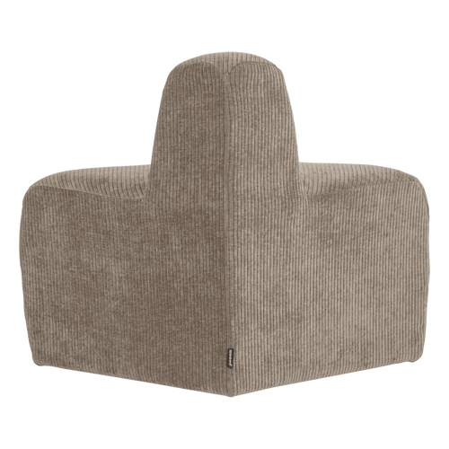 WOOOD eetbank hoek rond rugleuning Mojo Base - Rib - Donkerzand - 83x76x76