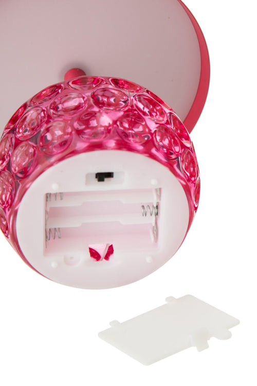 J-Line lamp Champignon - ijzer/glas - roze - LED lichtjes