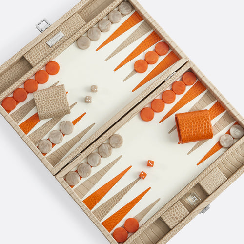 Premium Interiors - Backgammon - Groot BACKGAMMON - leer zandbeige 46cm