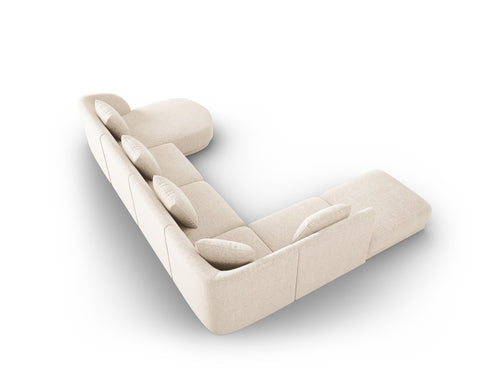Cosmopolitan Design Panoramische hoekbank links Tulum 6-zits, chenille, lichtbeige - 255x330x70cm