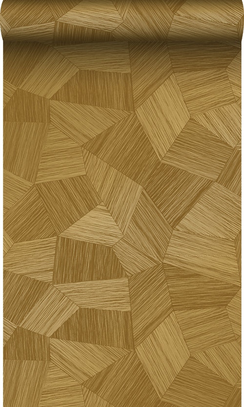 Origin Wallcoverings eco-texture vliesbehang grafisch 3D motief warm goud - 0.53 x 10.05 m - 347953 - vtwonen shop