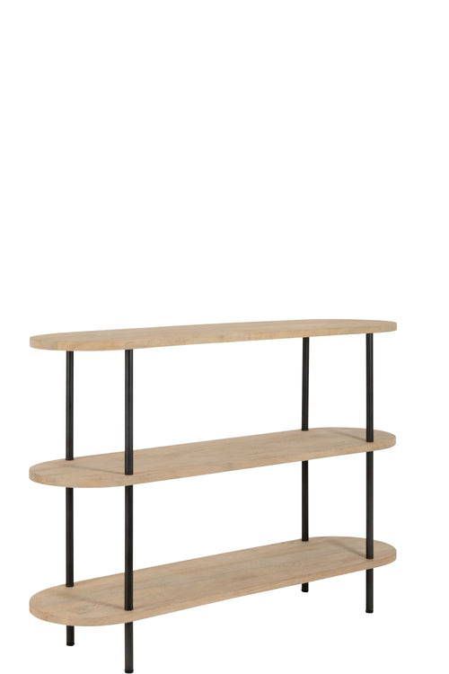 J-Line console Eli 3 Planken - hout/staal - naturel/grijs - vtwonen shop