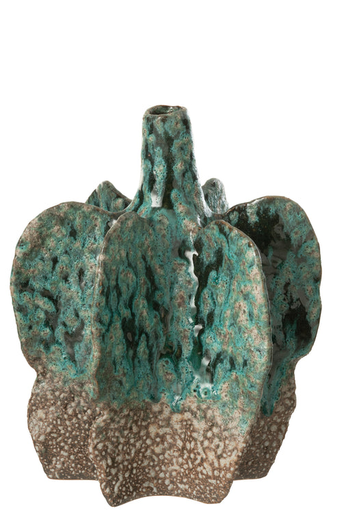 J-Line vaas Naga - keramiek - azuur/bruin - large - Ø 22.5 cm