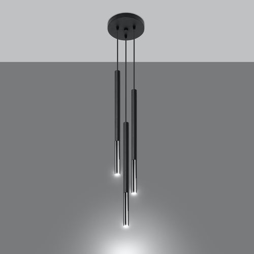 Sollux Lighting Hanglamp MOZAICA 3P zwart/chroom - 20x20x90cm