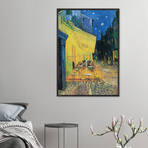 Artfulprints Poster met Lijst Vincent van Gogh - Caféterras bij nacht   - 70x100 cm - Meerkleurig