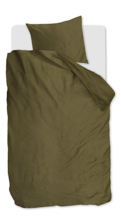 Beddinghouse dekbedovertrek bamboo satin Conscious - 140x200/220 cm - olijfgroen