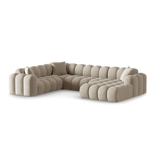 Cosmopolitan Design - Panoramische hoekbank links Treno 4-zits, chenille donkerbeige - 240x330x70cm
