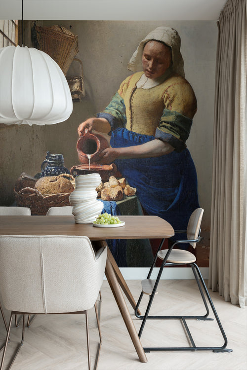 Sanders & Sanders fotobehang Het Melkmeisje van Johannes Vermeer blauw en geel - 200 x 279 cm - 950054 - vtwonen shop
