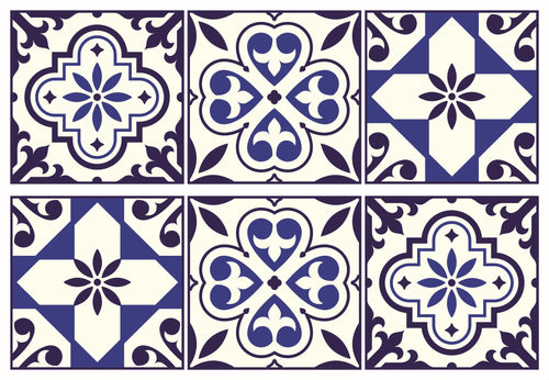 Sanders & Sanders muursticker tegelmotief blauw - 65 x 42.5 cm - 600329 - vtwonen shop