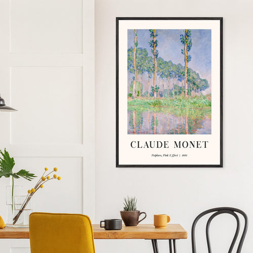Artfulprints Poster met Lijst Claude Monet - Poplars, pink effect   - 50x70 cm - Meerkleurig