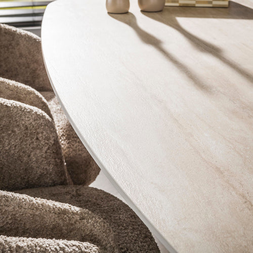 Giga Living Eettafel Romano - Deens Ovaal Travertin Keramiek - 215cm