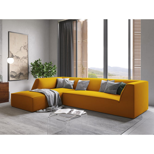 Cosmopolitan Design - Modulaire hoekbank links Siena 4-zits, flueel geel - 180x273x69cm