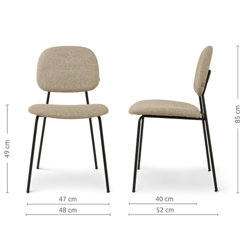 Nolon Jasmijn Eetkamerstoel Taupe Melange - Zwart - vtwonen shop