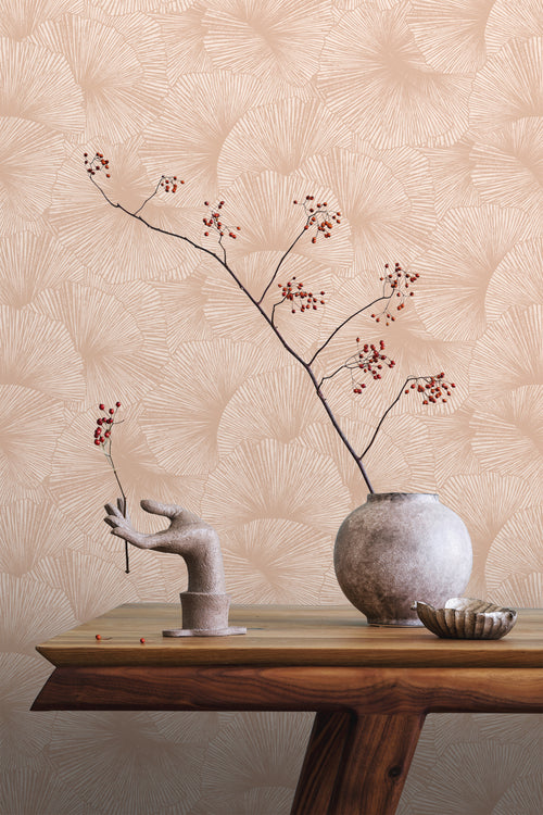 ESTAhome behang 3D-motief bladeren oudroze - 53 cm x 10.05 m - 131397