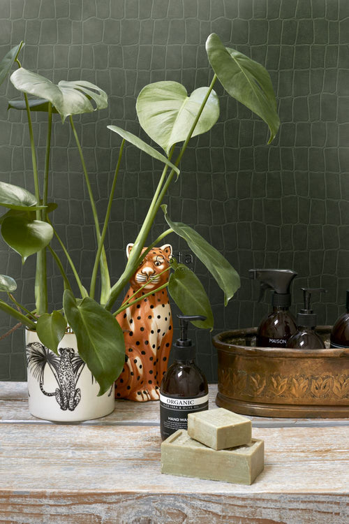 ESTAhome behang krokodillenhuid vergrijsd olijfgroen - 53 cm x 10.05 m - 139187