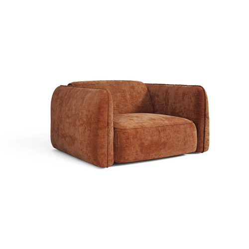 Premium Interiors - Fauteuil LOMI - gewaafd fluweel terracotta 118cm