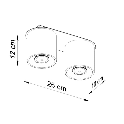 Sollux Lighting Plafondlamp ORBIS 2 grijs - 26x10x12cm