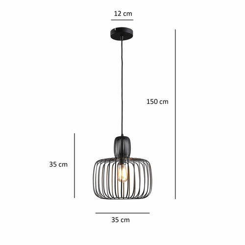 Freelight hanglamp Costola - 1 lichts - 35  x 150   cm - zwart - vtwonen shop