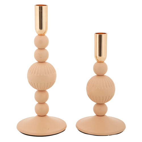Mauro Ferretti kaarsenhouder - set van 2 - roze/goud