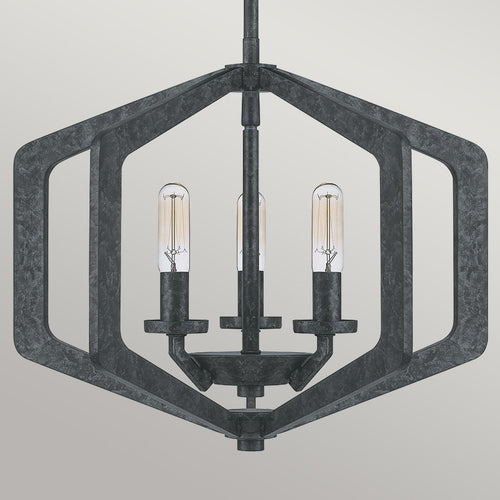 Elstead Quoizel Vanguard Draadframe Hanglamp Plafondlamp Oud Zwart