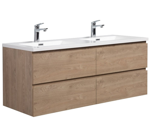 Badplaats Badkamermeubel Set Angela 140 cm – Kastanje Eiken – Badmeubel met Wastafel