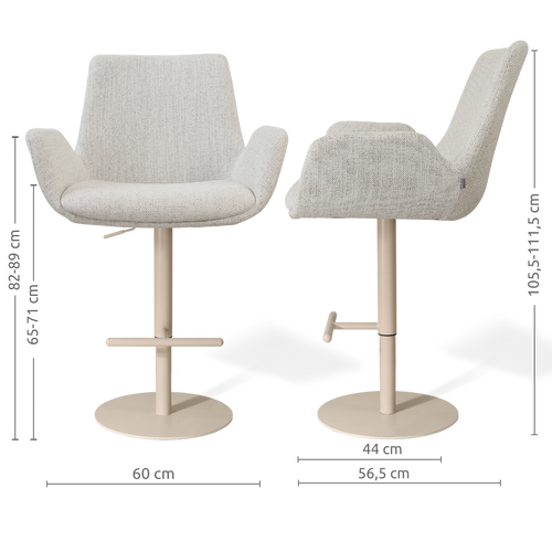 Nolon Niva-Eef tulp barkruk beige gemêleerd verstelbaar - beige poten