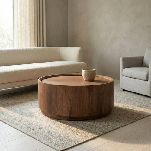 DÉJA Living Salontafel Amber - Rond Donkerbruin Mangohout - 90x90x35cm