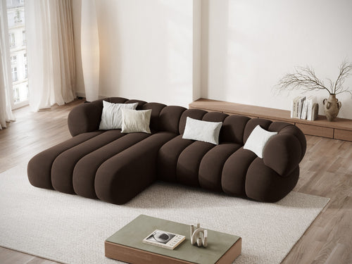 Cosmopolitan Design linker hoekbank Koge 5-zits, flueel chocolade - 165x270x70cm