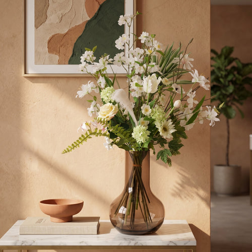 Maxifleur Handgebonden Kunstboeket Harmony Berlin - Wit/Groen 85cm
