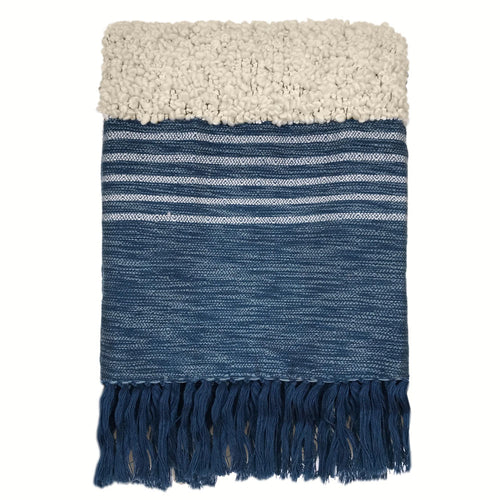 Malagoon plaid Tribal - indigo blauw melee - 125x150cm