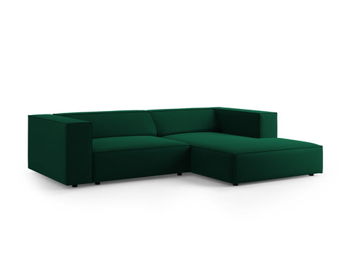 Cosmopolitan Design rechter hoekbank Arendal 3-zits, flueel, flessengroen - 166x224x70cm
