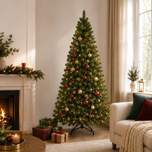 Triumph Tree Camden Slim Kerstboom - Volle Takken voor Kerstversiering - Kunstboom met Insteekconstructie voor Smal Ontwerp - H230 x Ø117 cm - Groen