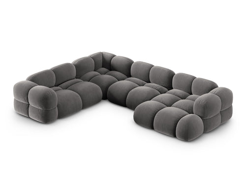 Cosmopolitan Design Panoramische hoekbank links Loretto 5-zits, flueel grijs - 250x345x68cm