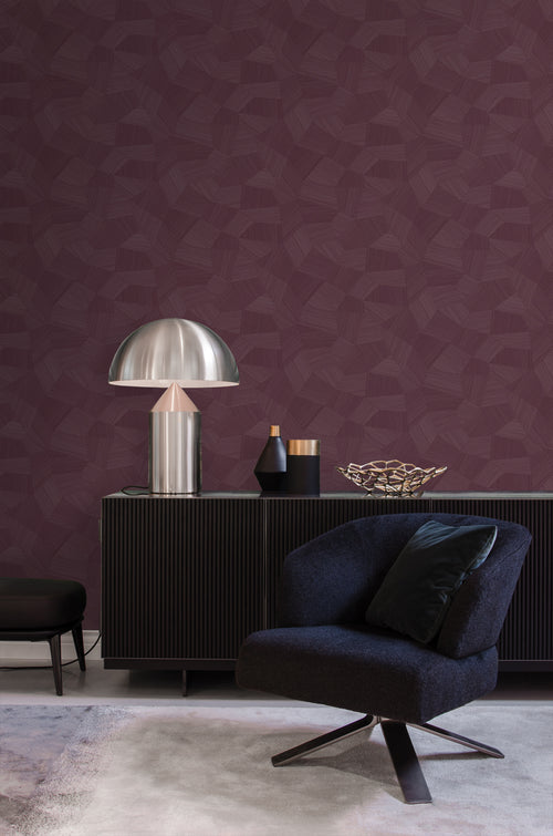 Origin Wallcoverings behang grafisch 3D motief aubergine paars - 50 x 900 cm - 348060 - vtwonen shop