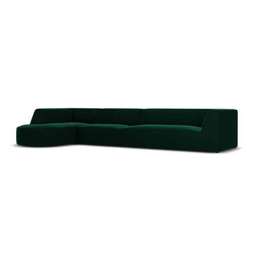 Cosmopolitan Design - Modulaire hoekbank links Siena 5-zits, flueel flessengroen - 180x366x69cm