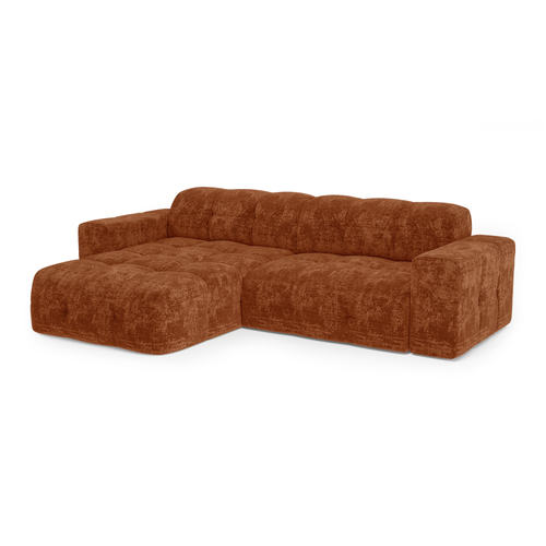 Sia Home - Hoekbanken links MAEL - Fluweel met reliëf - Terracotta - 230cm - vtwonen shop