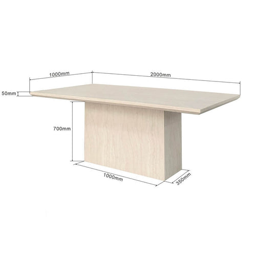 Kare Design Eettafel Travertino 200x100cm