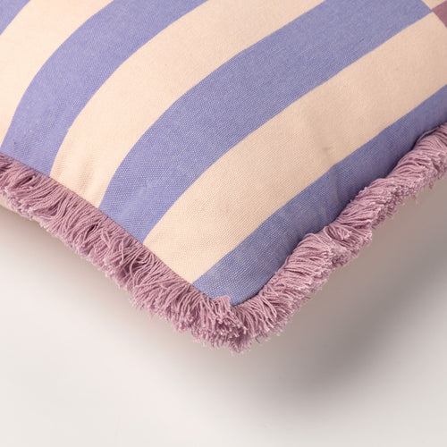 AMOUR - sierkussen 45x45 cm - gestreept - 100% katoen - Rosebud - roze