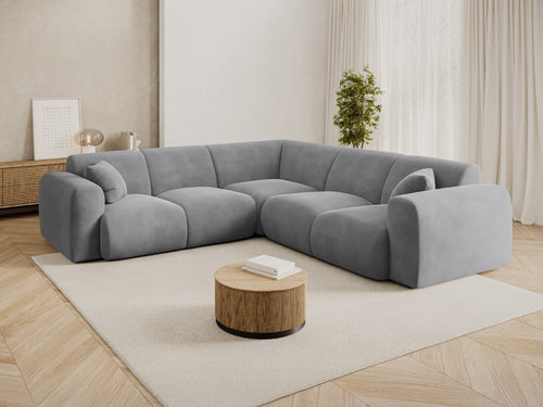 Cosmopolitan Design Hoekbank Nolio 5-zits, flueel lichtgrijs - 252x252x72cm