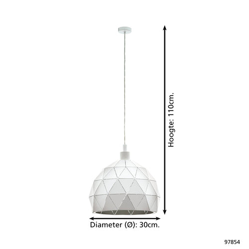 EGLO hanglamp Roccaforte - e27 - ø 30 cm - wit - vtwonen shop