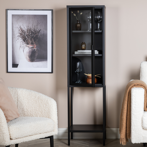 Nest living Olivine Claes Metalen Vitrinekast met Glazen Deuren B 40,5 cm - Zwart - vtwonen shop