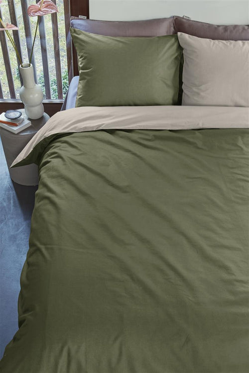 vtwonen dekbedovertrek Duo - 240x200/220 cm - olijfgroen - vtwonen shop