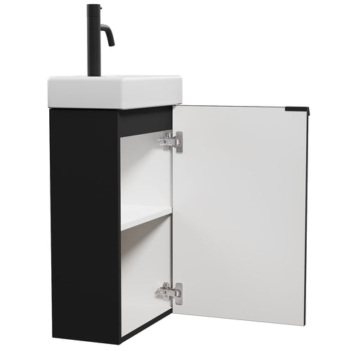 Badplaats Toiletmeubel Apollo 40 x 22 cm – Mat Zwart – Fonteinmeubel met Wastafel
